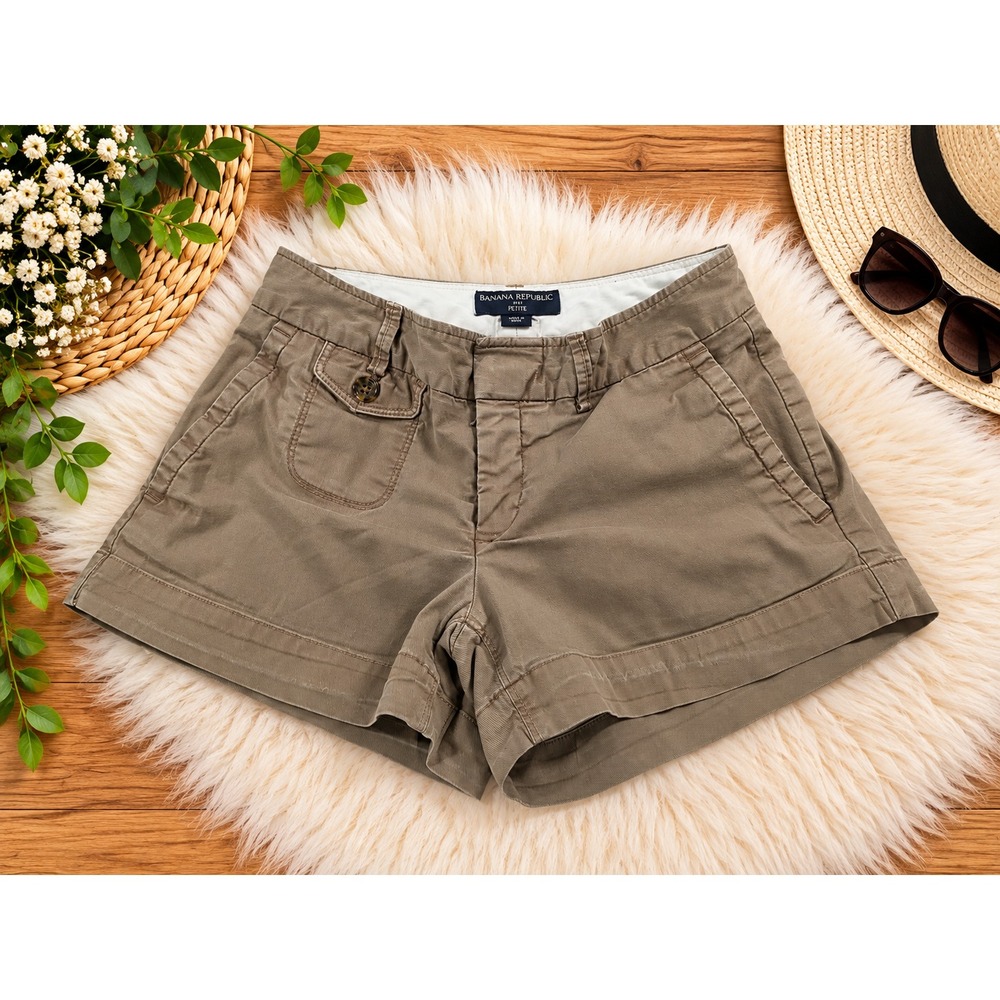 Banana Republic Shorts Womens 0P Petite Brown Chino Pockets